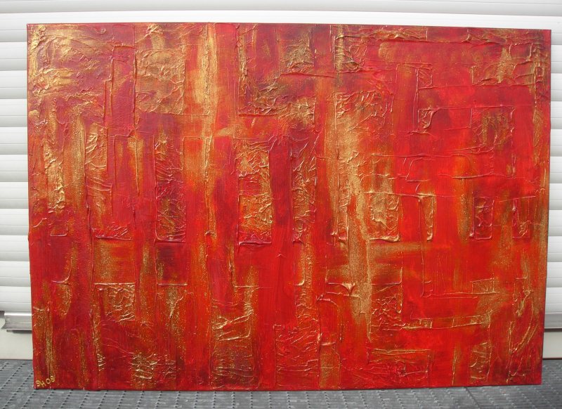 - Acrylbild ROTE MAUER Malerei Gemälde Acrylgemälde rotes Bild Handgemalt Unikat abstrakte Malerei 