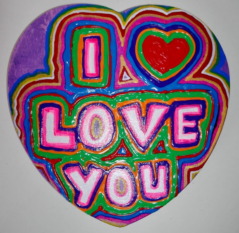  - Acrylbild PINK GRAFFITI  Herz Valentinstag Geschenk Muttertag  Collage Herzbild auf Keilrahmen  Sprüche Liebeserklärung Geschenk für Verliebte  