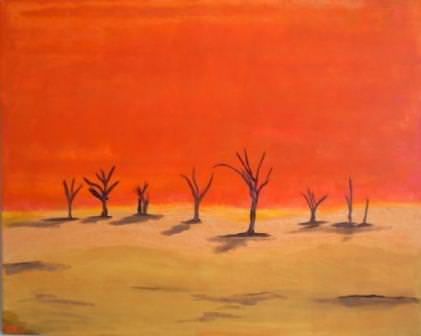  - Acrylbild NAMIB Acrylmalerei Gemälde Wanddeko abstrakte Kunst naive Malerei  Wüste oranges Gemälde Landschaft