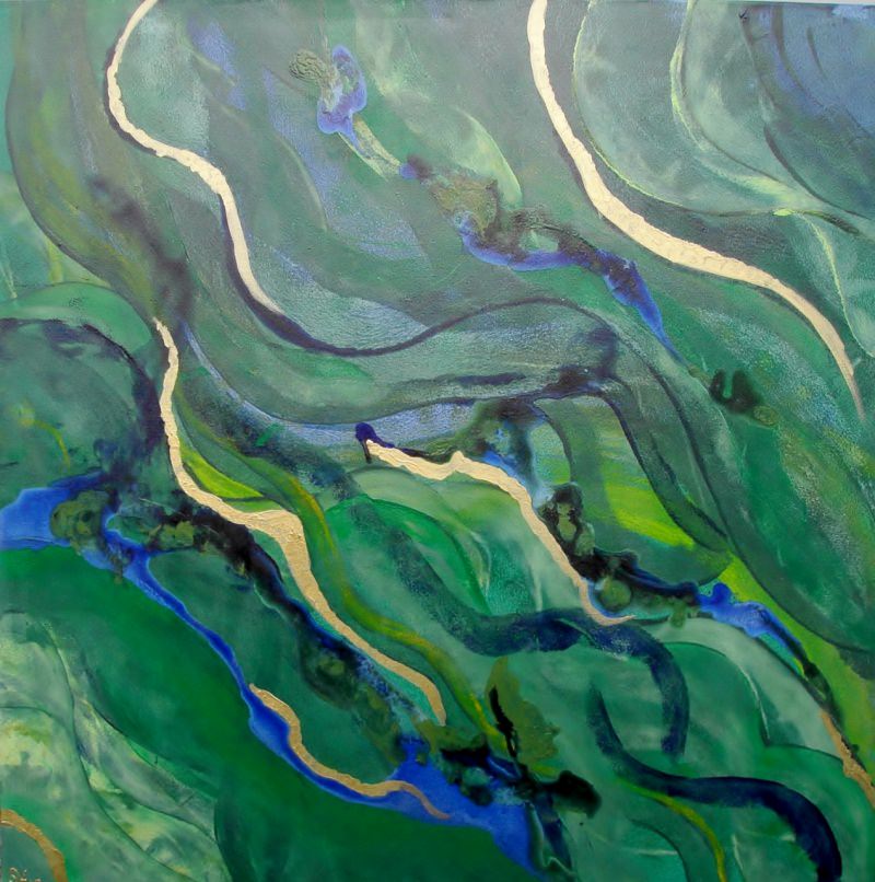  - Acrylbild THE WAVE Acrylmalerei Gemälde Wanddeko abstrakte Kunst  Malerei  abstraktes Bild blaugrünes Gemälde 
