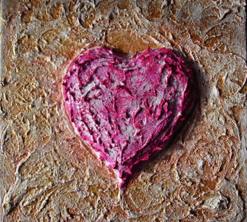  - Acrylbild SHABBY HEART Geschenk Valentinstag Muttertag  Malerei Kunst Unikat Keilrahmen Herzbild 
