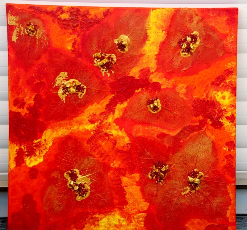  - Acrylbild  HERBSTGOLD Gemälde Malerei Herbstfarben Geschenk rotes Bild abstrakte Kunst Acrylmalerei  