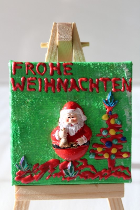  - Minibild FROHE WEIHNACHTEN Nikolaus Tischdeko Minibild Collage Deko Weihnachtsgeschenk  Adventskalenderfüllung Weihnachtsmann