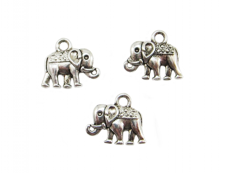  - 30 Elefant Anhänger / Charm, Farbe silber antik
