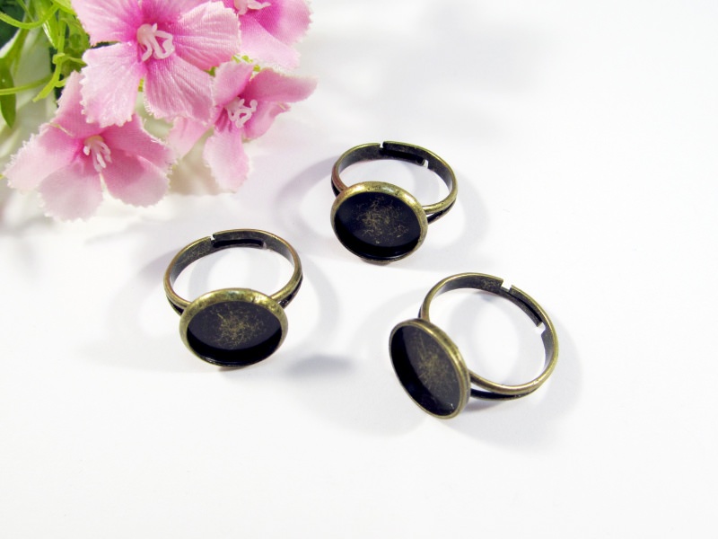  - 10 Ring Rohlinge für 12mm Cabochons, Farbe bronze