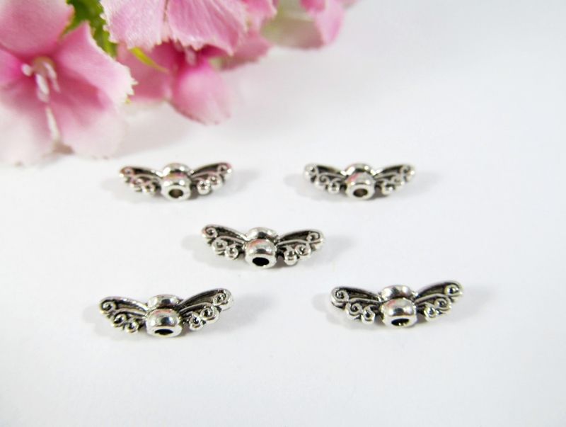 - 50 Mini Flügel 'Schmetterling', Farbe silber antik