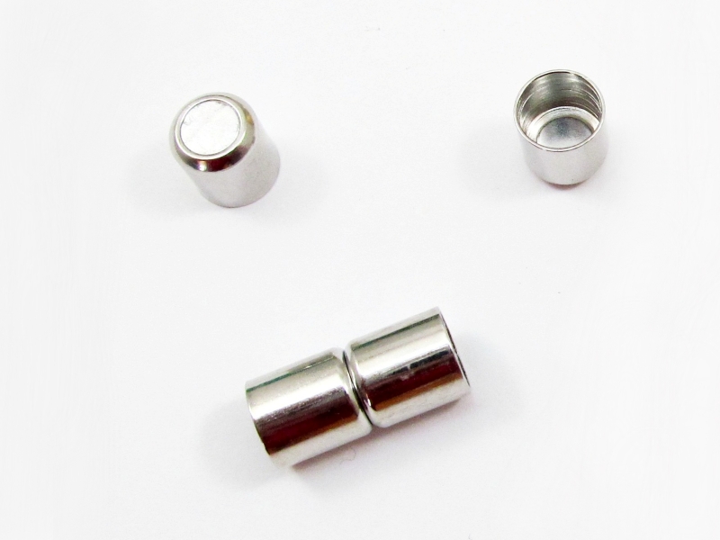  - 1 Magnetverschluss für 8mm Bänder, Magnetschließe, Farbe platin