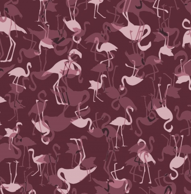  - 50cm Single Jersey Stoff Meterware Kinderstoff / Bekleidungsstoff Hergestellt nach ÖkoTex100  Flamingos Bordeaux Rot Camouflage 