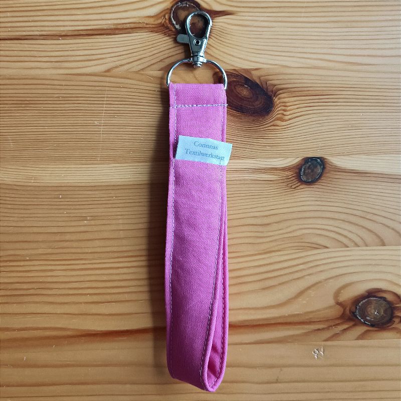  - Schlüsselband, 13cm lang, aus Stoffresten, pink