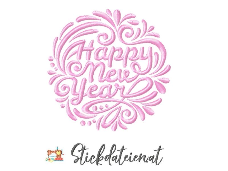  - Stickdatei Neujahr, Stickvorlage Silvester, Stickdatei 10x10, Maschinensticken, Sofortdownload, Stickdatei happy new year