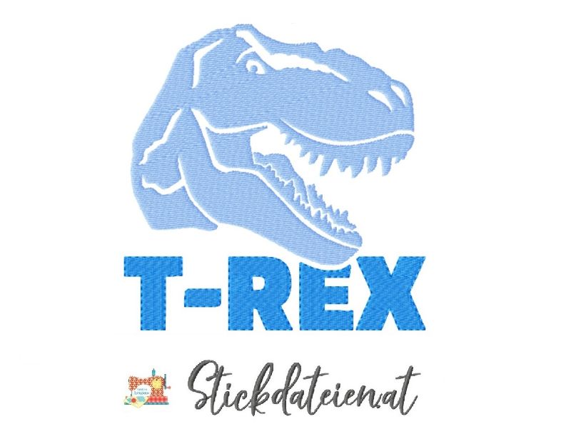  - Stickdatei T-Rex, Dino Stickvorlage, Dinosaurier Stickdatei, Steinzeit Stickdatei in 4 Größen, Maschinensticken