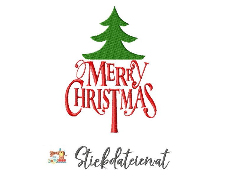  - Stickdatei Merry Christmas, Stickvorlage frohe Weihnachten, Stickdatei in 3 Größen, Maschinensticken, Sofortdownload Weihnachtsmotiv