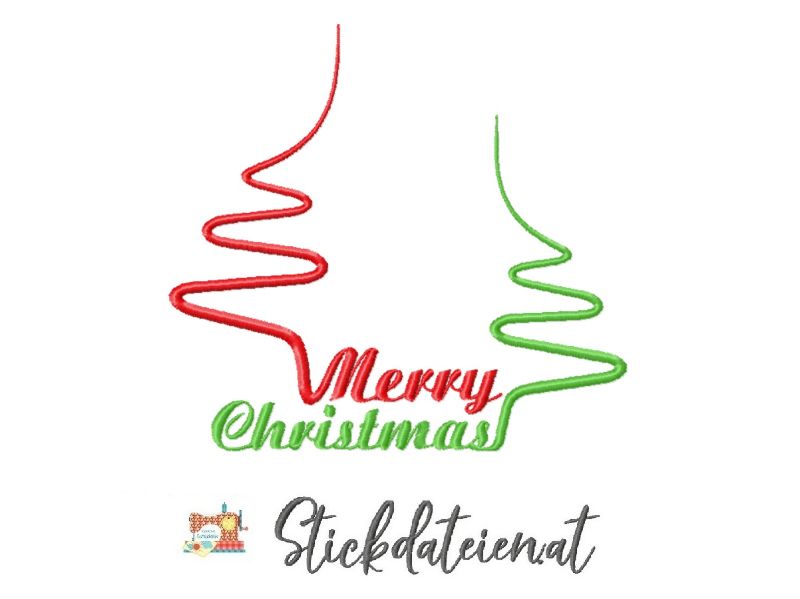  - Stickdatei Merry Christmas, Stickvorlage frohe Weihnachten, Stickdatei in 3 Größen, Maschinensticken Weihnachten, Sofortdownload Stickdatei