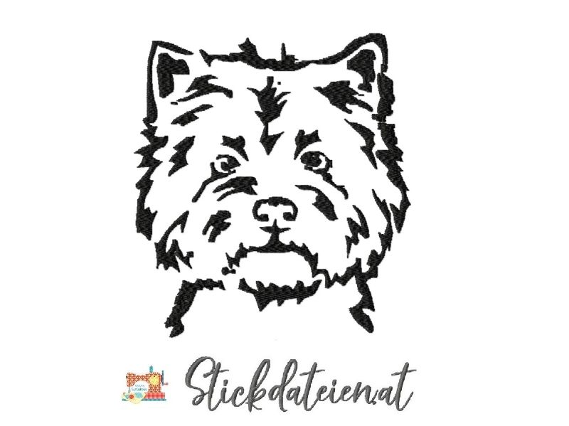  - Stickdatei West Highland Terrier, Hunderasse Stickdatei 10x10, Stickvorlage für Hundefreunde in 2 Größen, Maschinensticken