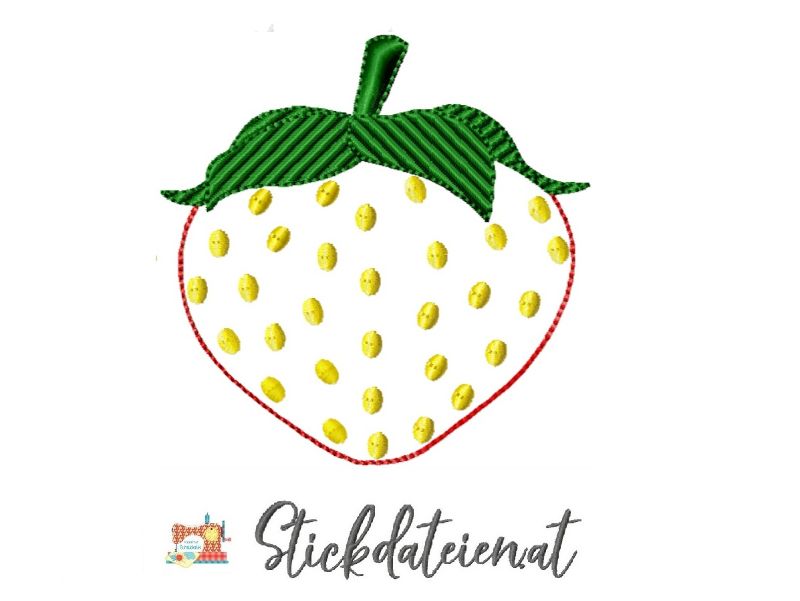  - Stickdatei Erdbeere, Applikation 10x10, digitale Stickvorlage Erdbeere