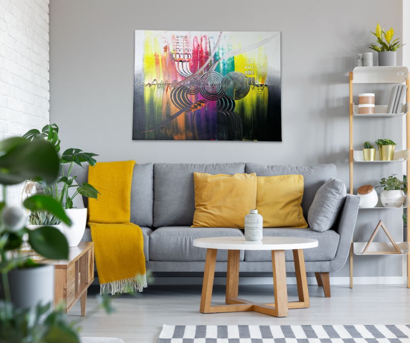  -  Kostenlose Lieferung Einzigartiges abstraktes Gemälde in leuchtenden Farben 60cm x 80cm
