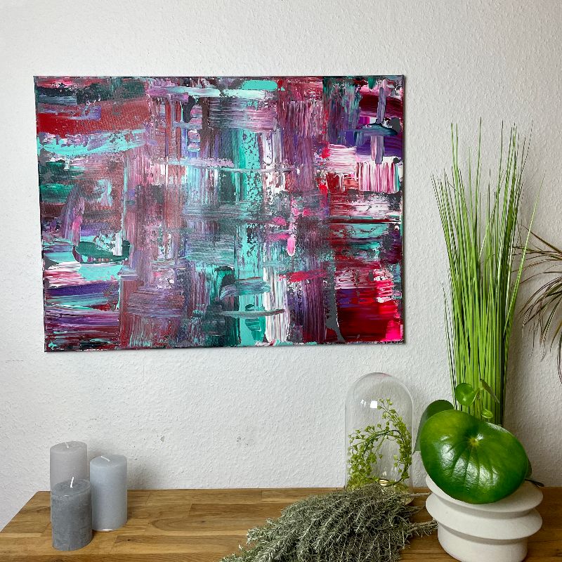  - ❤️ Versand kostenlos Einzigartiges abstraktes Gemälde in leuchtenden Farben 60cm x 80cm ❤️