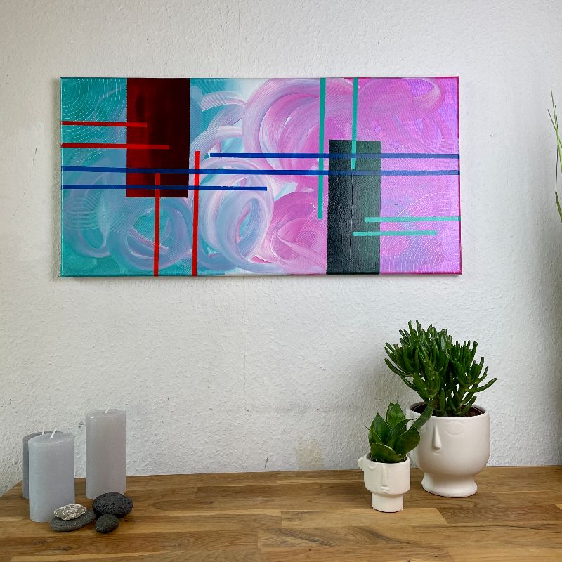  - ❤ Versand kostenlos Einzigartiges abstraktes Acryl Gemälde 40cm x 80cm ❤
