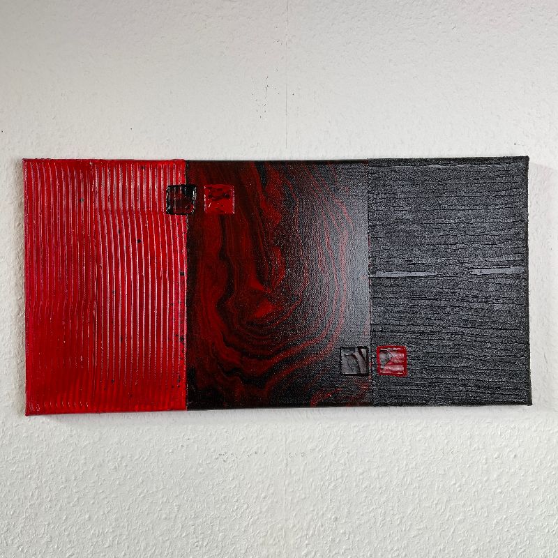  - Einzigartiges abstraktes Gemälde in Rot Schwarz für ein schönes Zuhause. Das moderne Bild ist  30cm x 60cm groß.