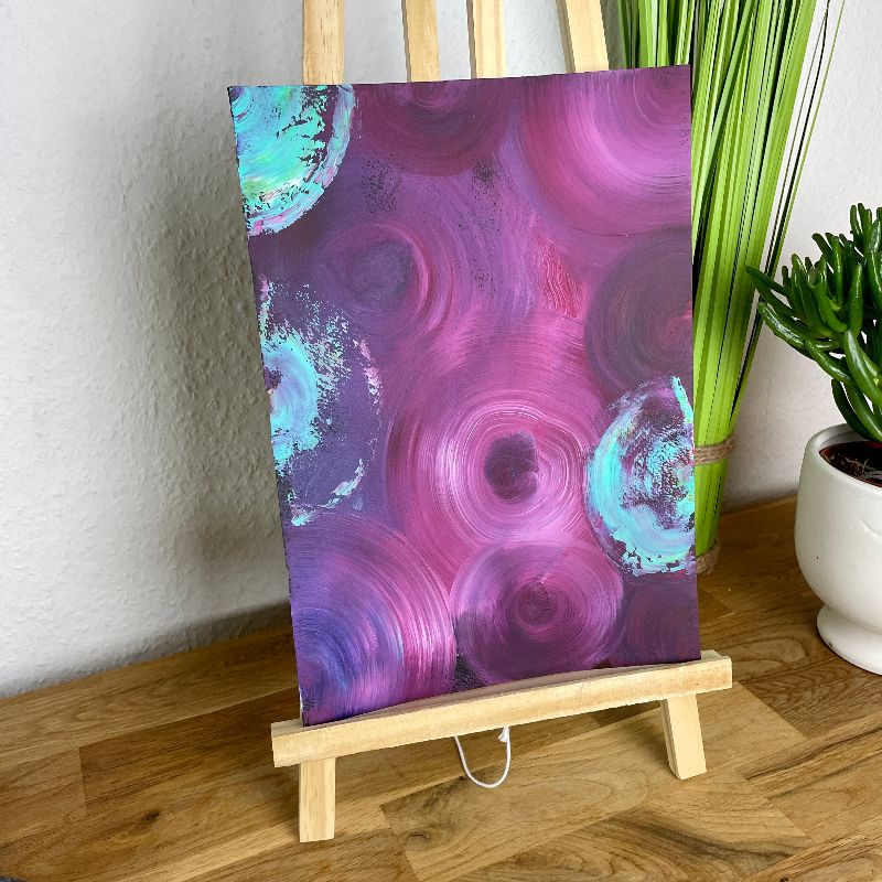  - ❤ Einzigartiges abstraktes Gemälde in lila und türkis mit lichtechten Künstler acrylfarben von Hand auf Papier gemalt. Ein schönes Bild für eine individuelle Inneneinrichtung.