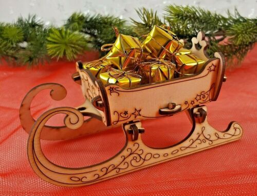  - Schlitten Weihnachten Deko Geschenkverpackung Merry Christmas Holz Advent Tischdekoration Dekoration Adventdekoration Gestalten Basteln