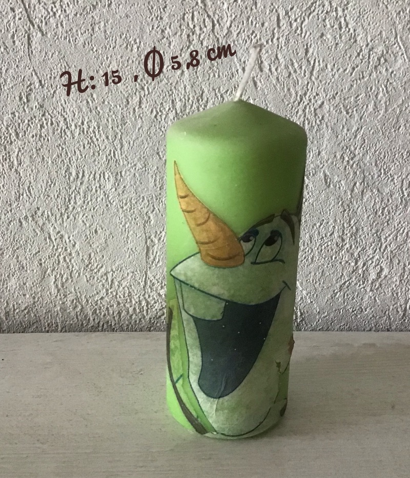  - Kerze grün ♥ 15 cm ♥ Kinderkerze ♥ Geburtstag ♥ angestaubt ♥ Unikat - Olaf