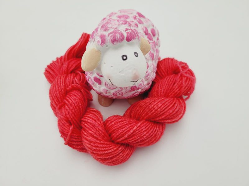  - ❤ Handgefärbte Sockenwolle Mini Merino ❤ 20g  Rot 