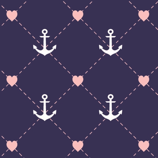  - Baumwolldruck Anker-Herz maritim weiße Anker rosa Herz auf blau für Stoffmasken für Jungs-Mädchen- Frauen und Männer Meterware kaufen