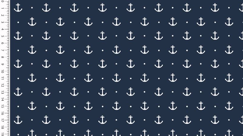  - Baumwolljersey Stoffe weiße Punkte Anker auf blau maritim kaufen Meterware