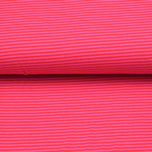  - 0,50m Baumwolljersey schmale Streifen 3 mm pink rot Ringeljersey Meterware kaufen 