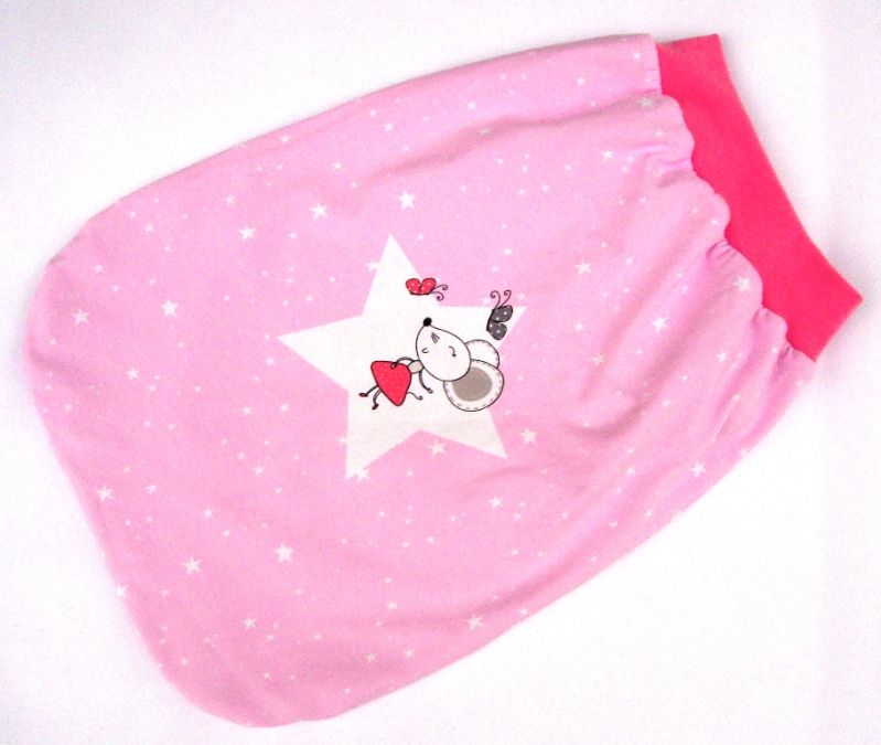  - Babys 0-6 Monate Strampelsack Pucksack Schlafsack Mäuschen Stern rosa Jerseyschlafsack Mädels kaufen Geschenke Taufe Geburt