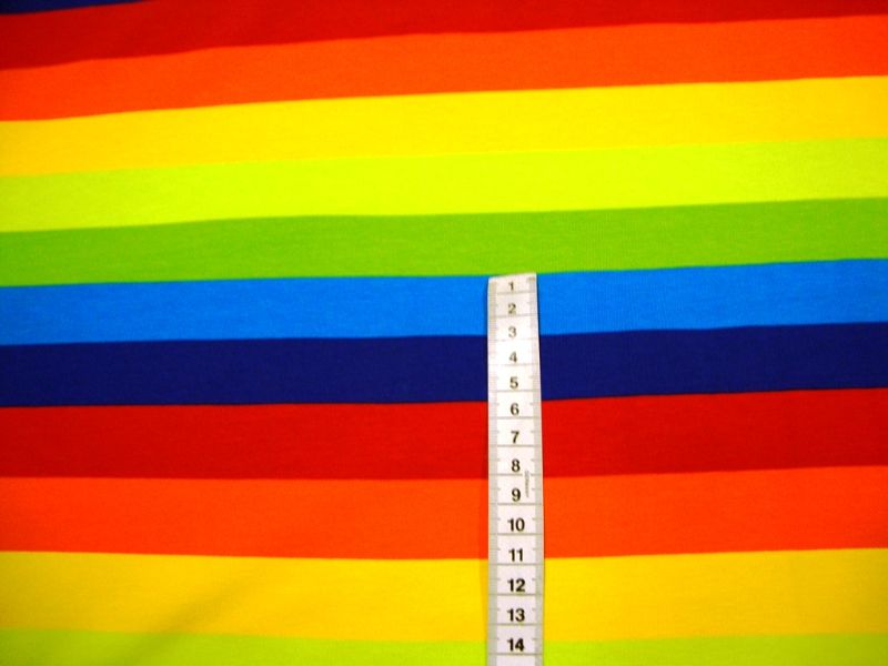  - Baumwolljersey Regenbogen Streifen bunt 3cm breite Streifen Rainbow Regenbogen, Blockstreifen Stoff Jersey gestreift ökotex 100 nähen Meterware kaufen Neonfarben