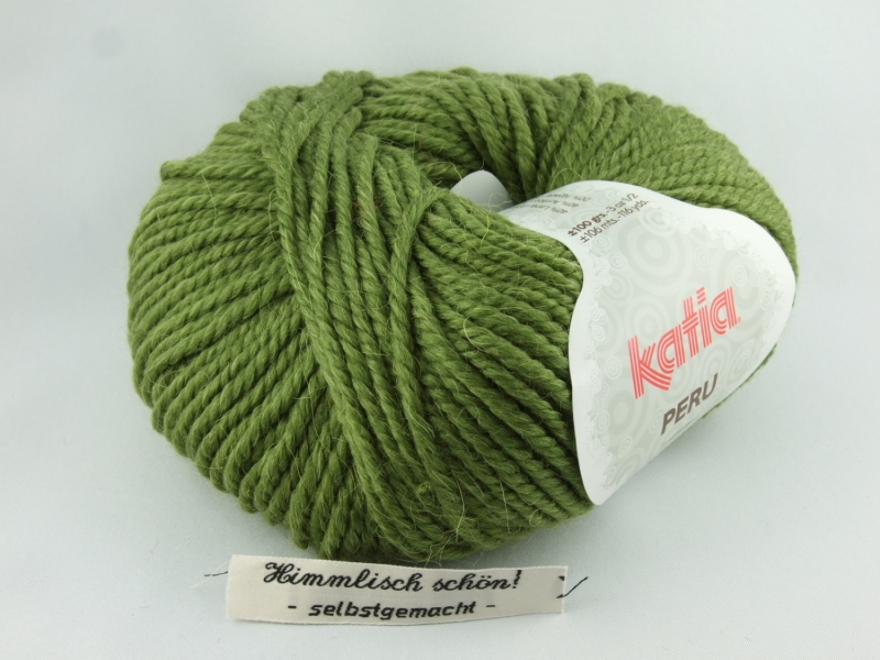  - kuschelige einfarbige Wolle mit Alpaka von Katia Peru Farbe 15 in moosgrün
