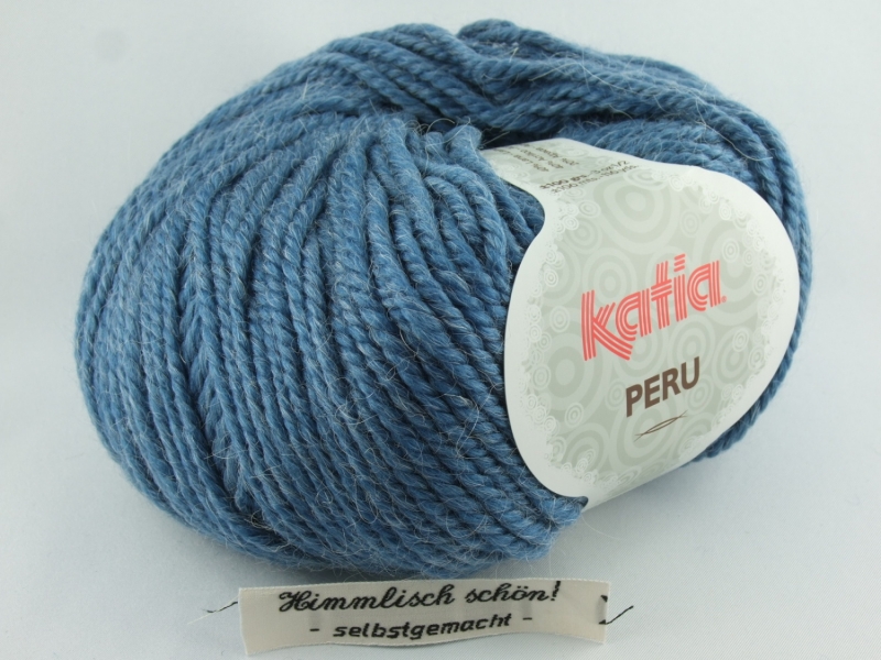  - kuschelige einfarbige Wolle mit Alpaka von Katia Peru Farbe 18 in jeansblau