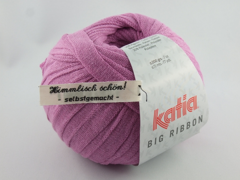 - flaches einfarbiges Bändchengarn von Katia Big Ribbon Farbe 15 in rosa