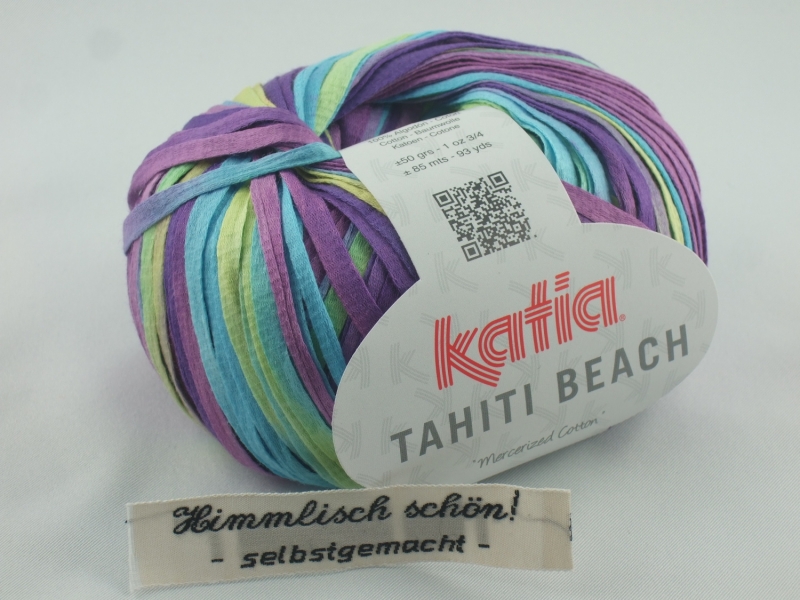  - sommerliches Bändchengarn Tahiti Beach von Katia in Farbe 308: türkis und lila