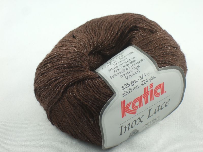  - Inox Lace von Katia - ein ganz besonderes Lacegarn mit Edelstahl in Farbe 209: braun