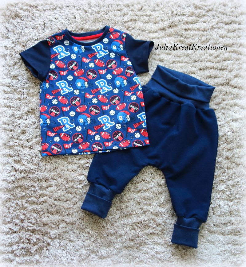  - PUMPHOSE Set Shirt Pumphose/Mitwachshose Baby Gr. 68 marine Street Style