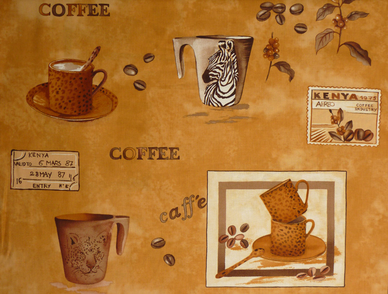  - ✂ Patchworkstoff Meterware Coffee Journey Pattern dunkel