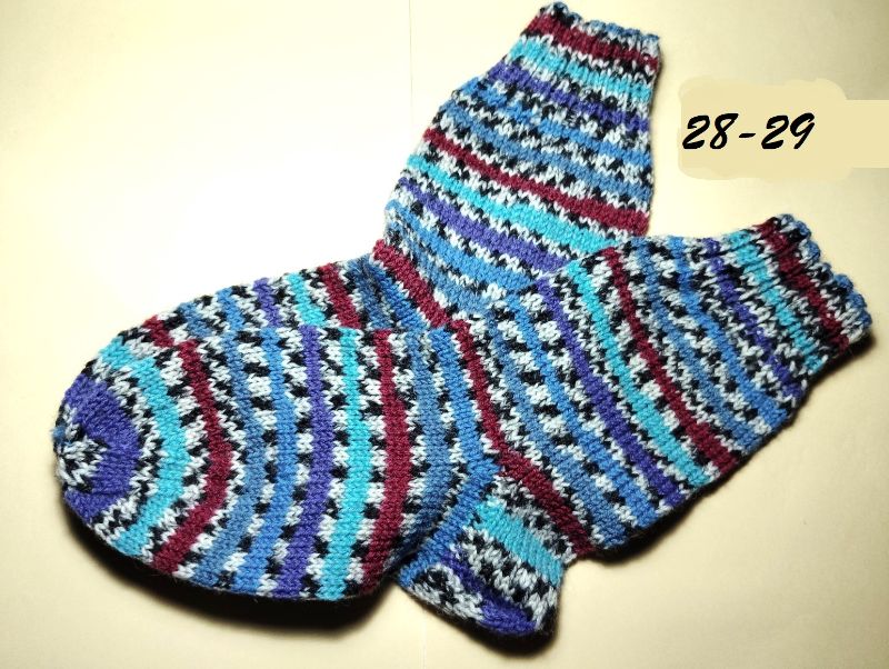  -  handgestrickte Socken, Grösse 28-29,  1 Paar dunkel  gestreift, Sockenwolle  (Kopie id: 100334876)