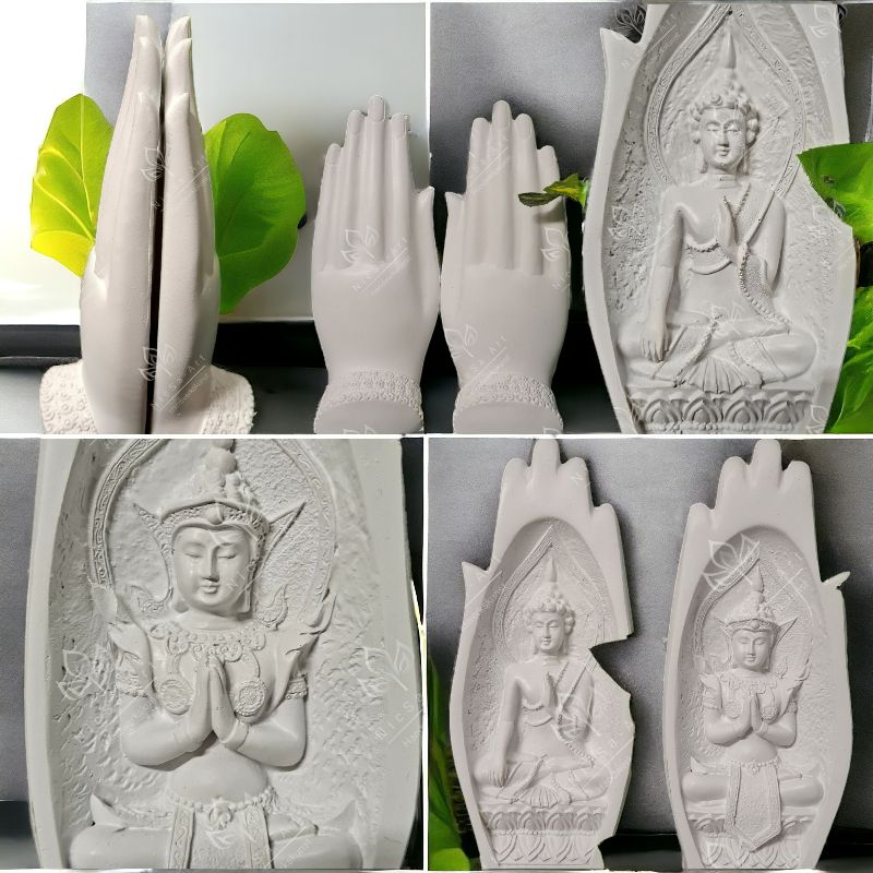  - Latexform Gießform Mold Set Buddha Thai betende Hände Buchstützen - NL000081