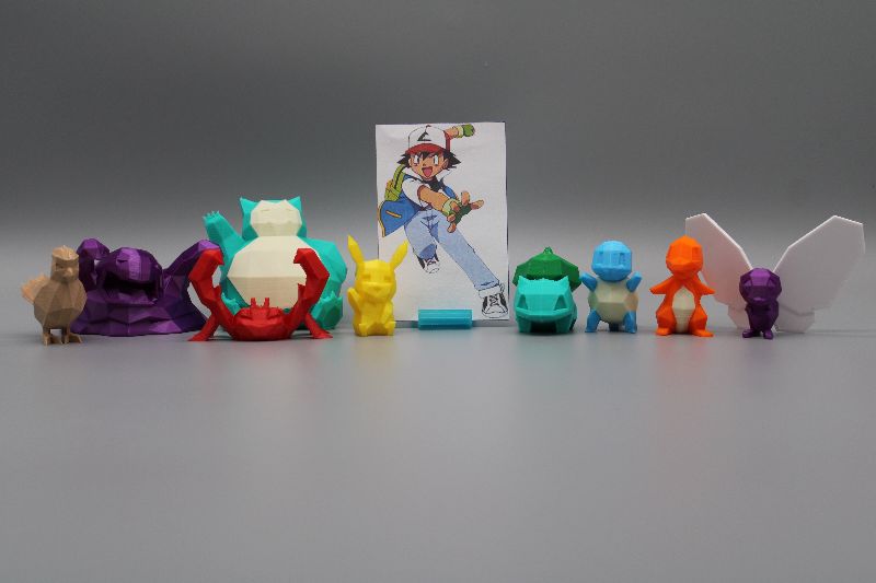  - Pokemon Team Ash Gen1, Figur, Dekoration, Pikachu, Bisasam, Glumanda, Schiggy, Tauboga, Smettbo, Krabby, Sleimok, Relaxo