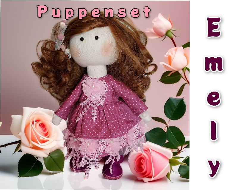  - Puppenset mit Garderobe, Spielpuppe, handgefertigte Stoffpuppe, Mädchen Deko Kinderzimmer, Geburtstagsgeschenk Mädchen