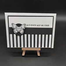  - Beileidskarte Schmetterling schwarz weiß Querformat 