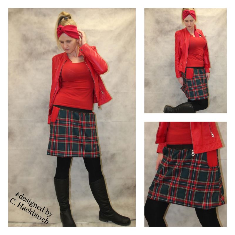  - karo Rock A- Form mini Schottenrock grün/rot kariert Gr, 36-44 skirt  