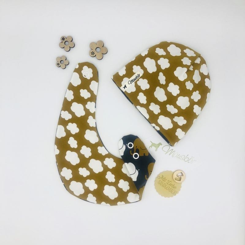  - Mütze und Tuch, KU 34 - 38 cm, zweiteiliges Neugeborenen Set, von Mausbär