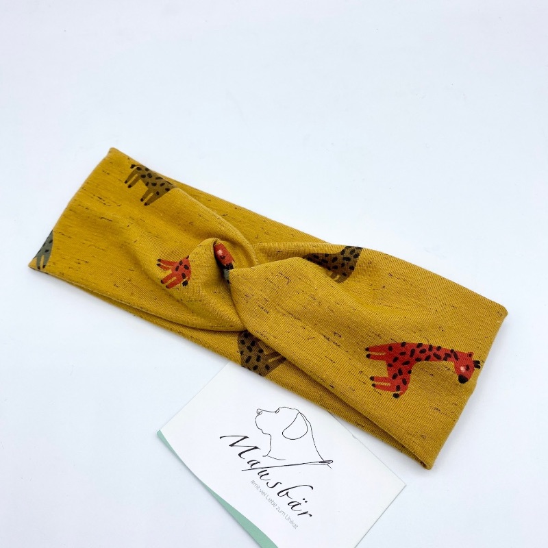  - Stirnband, KU 47 - 50 cm, Haarband , Bandeau , Boho-Stirnband, Giraffen, von Mausbär 