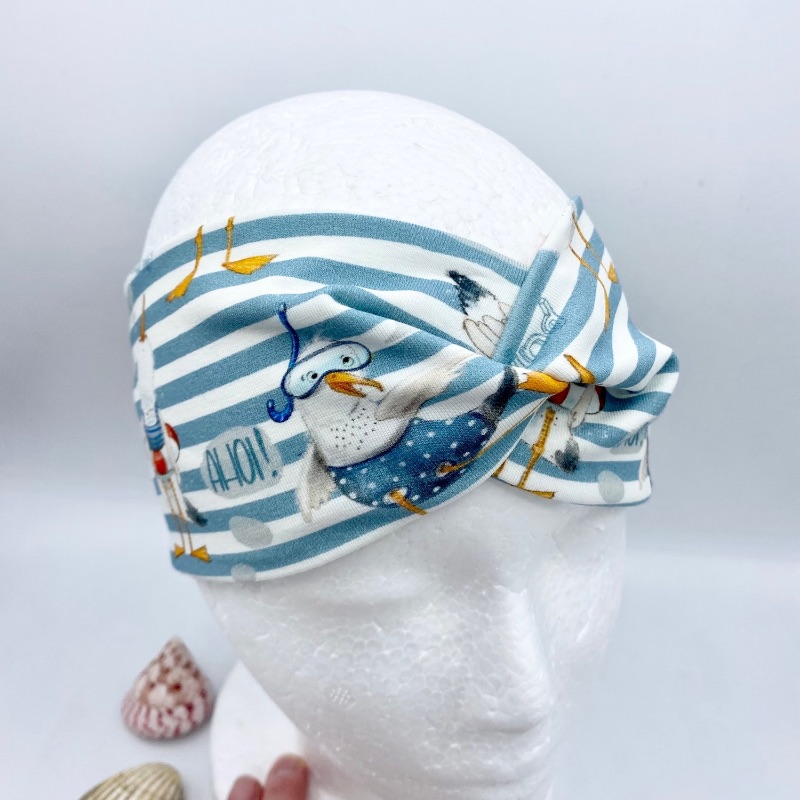  - Stirnband, KU 54 - 56 cm, Haarband , Bandeau , Knoten Stirnband, Meer, von Mausbär   