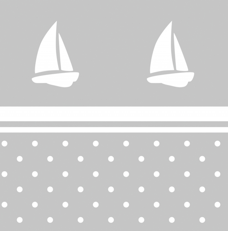  - Wandbordüre - selbstklebend | Segelschiff & Pünktchen - 20 cm Höhe | Vlies Bordüre mit maritimen Motiven 