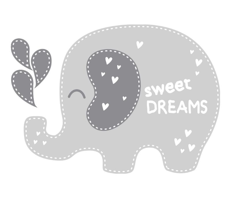  - Wandtattoo | Elefant -  Sweet Dreams | Türaufkleber - Wandaufkleber für Kinderzimmer 
